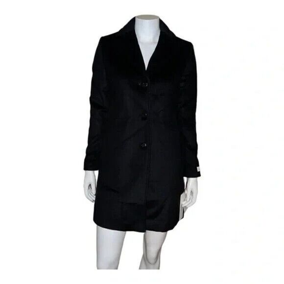 Calvin Klein Women's Single-Breasted Button Coat Wool Cashmere Blend Black 4 NWT - Picture 2 of 9